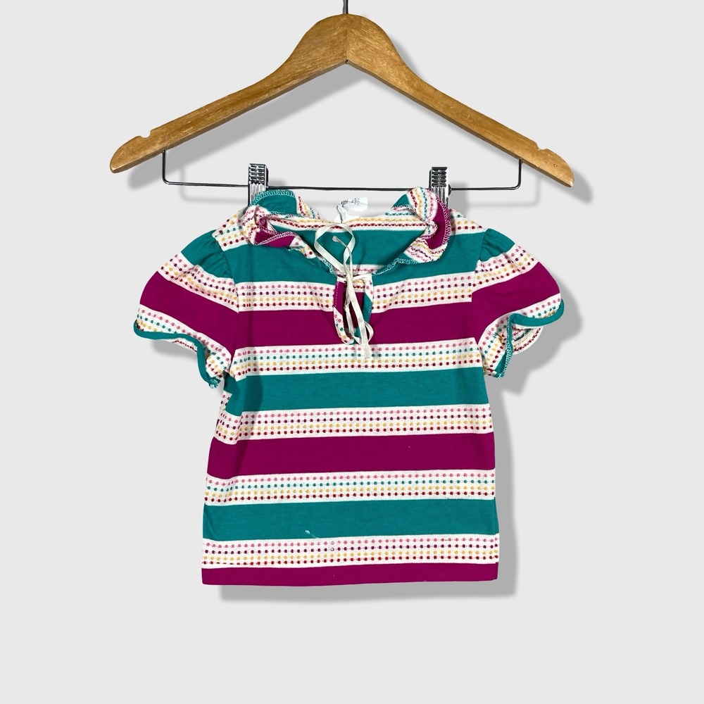 Vintage 80s Kid Kountry Striped Shirt Kids Size 5-6 Multicolor Retro Western